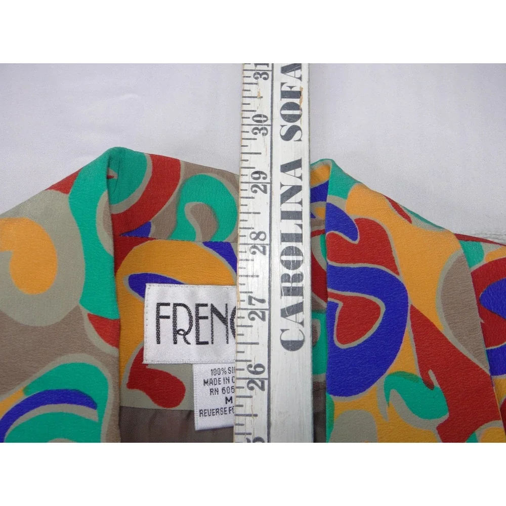 Frenchic Vintage Silk Abstract Swirl Multicolor Top & Midi Skirt Womens Medium